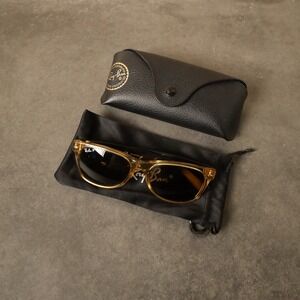 Ray Ban New Wayfarer Sunglasses RB2132 Polarized Amber Frame Brown Lens